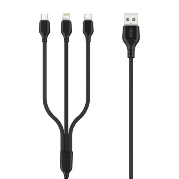 כבל XO טעינה משולב 3 ב-1 - USB-C, MicroUSB, Lightning