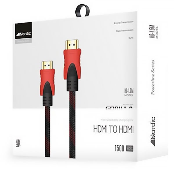 כבל HDMI איכותי באורך 1.5 מטר התומך בהזרמת תכנים ב-4K מבית Nordic