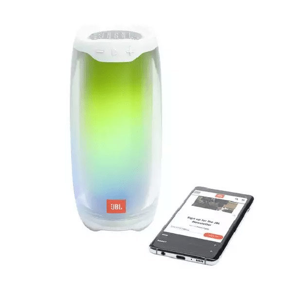 רמקול JBL Pulse 4 לבן בלוטות' עם אורות לד מובנים