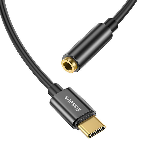 מתאם אוזניות ומוזיקה מ-USB-C לחיבור 3.5 מ"מ Baseus שחור