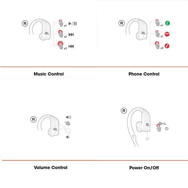 אוזניות ספורט אלחוטיות JBL Endurance Sprint עמידות בפני מים שחור