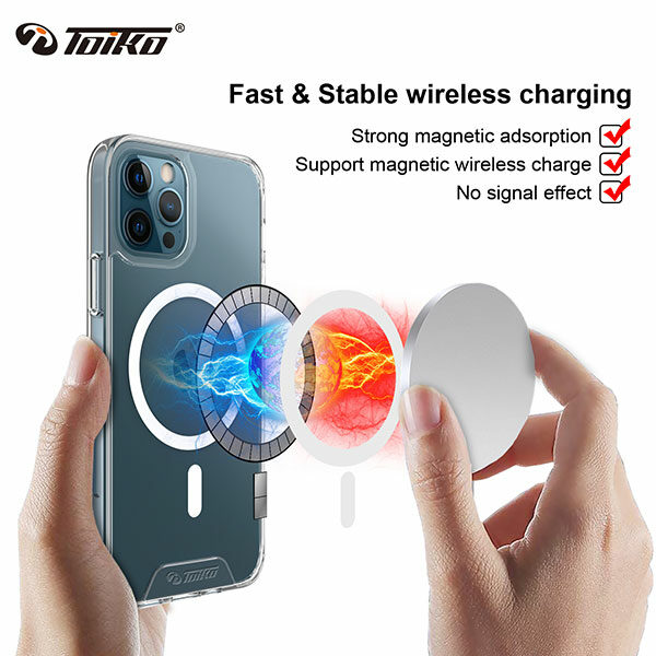 מגן כיסוי לאייפון 12 פרו שקוף קשיח Toiko Chiron תומך MagSafe