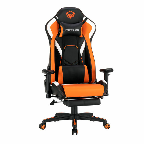 מושב גיימינג שחור כתום מקצועי עם הדום MeeTion Gaming Chair CHR22