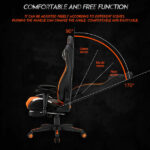 מושב גיימינג שחור כתום מקצועי עם הדום MeeTion Gaming Chair CHR22