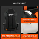 מושב גיימינג שחור כתום מקצועי עם הדום MeeTion Gaming Chair CHR22