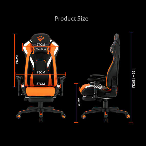 מושב גיימינג שחור כתום מקצועי עם הדום MeeTion Gaming Chair CHR22