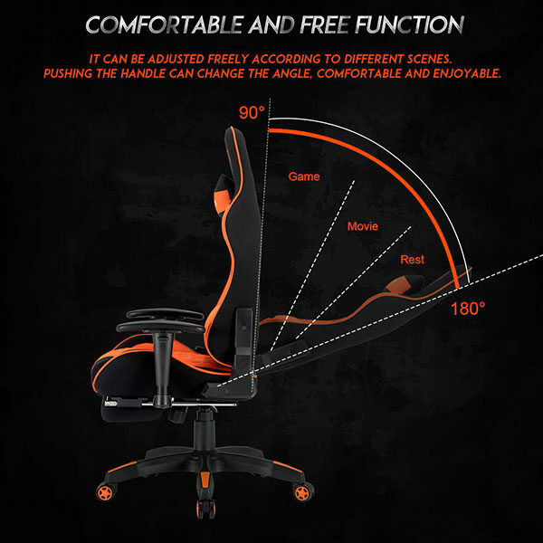 מושב גיימינג שחור כתום מקצועי עם מסאז' MeeTion Gaming Chair CHR25