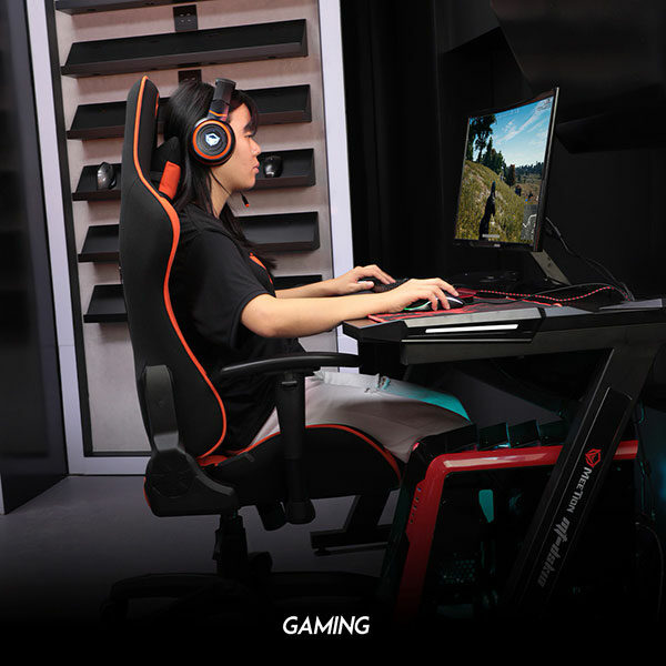 מושב גיימינג שחור כתום מקצועי עם מסאז' MeeTion Gaming Chair CHR25