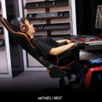 מושב גיימינג שחור כתום מקצועי עם מסאז' MeeTion Gaming Chair CHR25