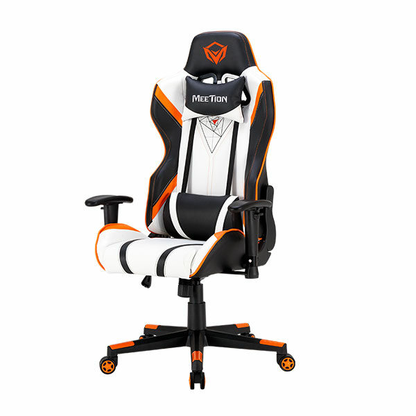 כסא גיימינג שחור לבן כתום מתכוונן MeeTion Gaming Chair CHR15