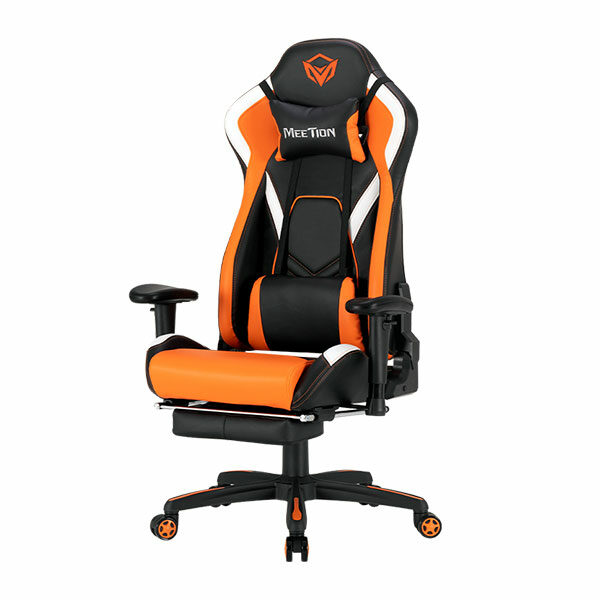 מושב גיימינג שחור כתום מקצועי עם הדום MeeTion Gaming Chair CHR22