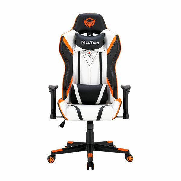 כסא גיימינג שחור לבן כתום מתכוונן MeeTion Gaming Chair CHR15