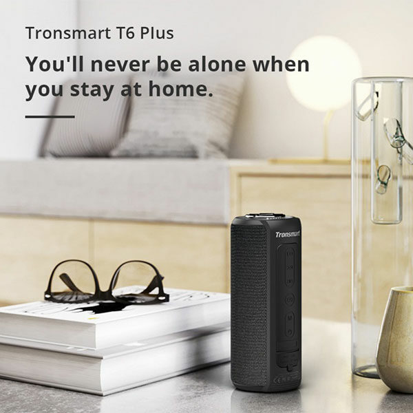 רמקול נייד Tronsmart T6 Plus שחור עם סאונד צלול ועוצמתי