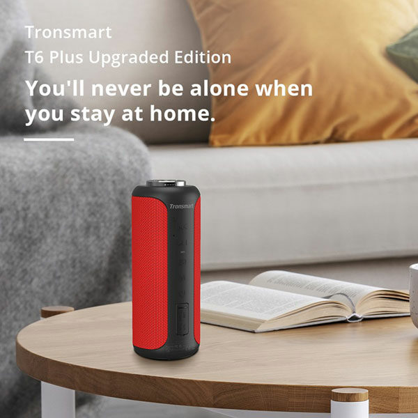 רמקול אלחוטי Tronsmart T6 Plus Upgraded אדום עם סאונד חזק ועוצמתי