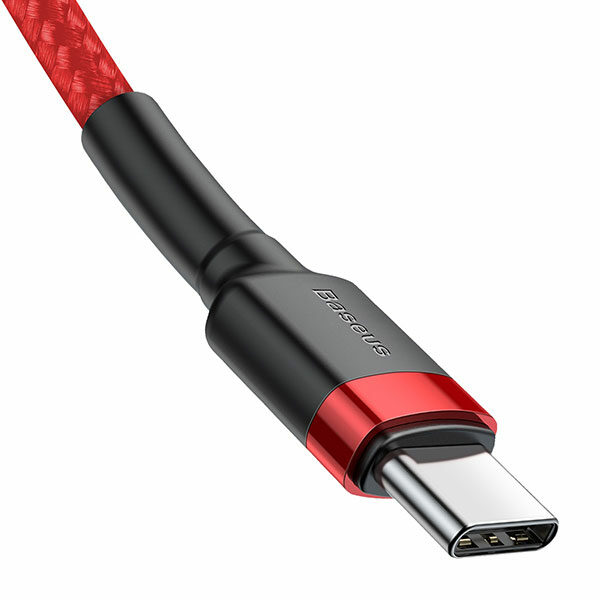 כבל טעינה מחוזק USB Type-C ל-USB Type-C אדום תומך טעינה מהירה Baseus