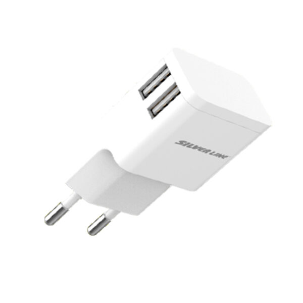 ראש מטען בית 2 יציאות Silver Line Wall Charger