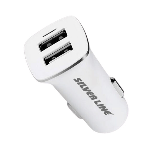 ראש מטען לרכב עם 2 יציאות Silver Line Car Charger