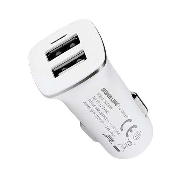 מטען לרכב עם כבל Micro USB ו-2 יציאות Silver Line Car Charger