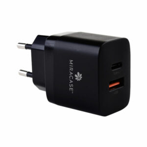 מטען קיר טעינה מהירה 18W אוניברסלי USB ו-USB-C שחור Miracase