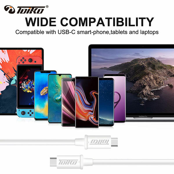 כבל USB Type C ל USB Type C באורך 1 מטר Toiko