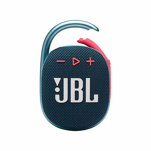 רמקול JBL Clip 4 כחול ורוד עם תופסן משודרג וסאונד חזק