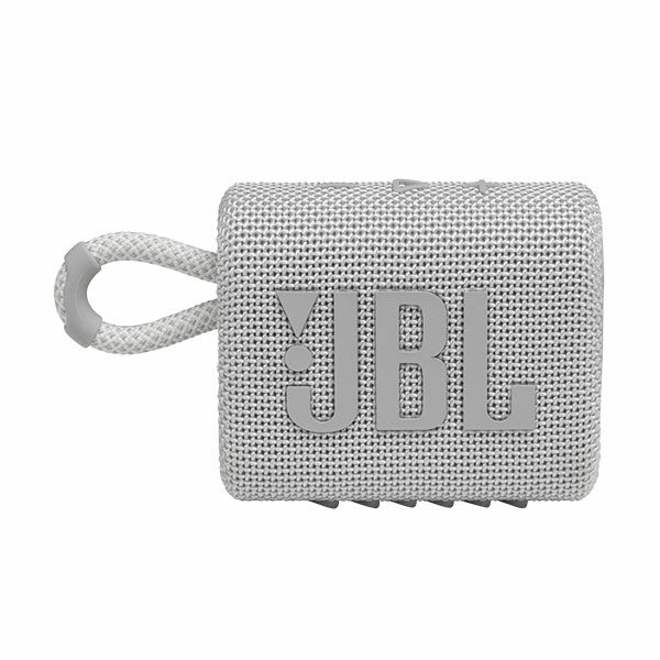 רמקול JBL GO 3 לבן עם מבנה קומפקטי וסאונד עוצמתי יבואן רשמי