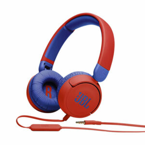 אוזניות קשת לילדים JBL JR310 אדום עם סאונד בטיחותי ומיקרופון מובנה