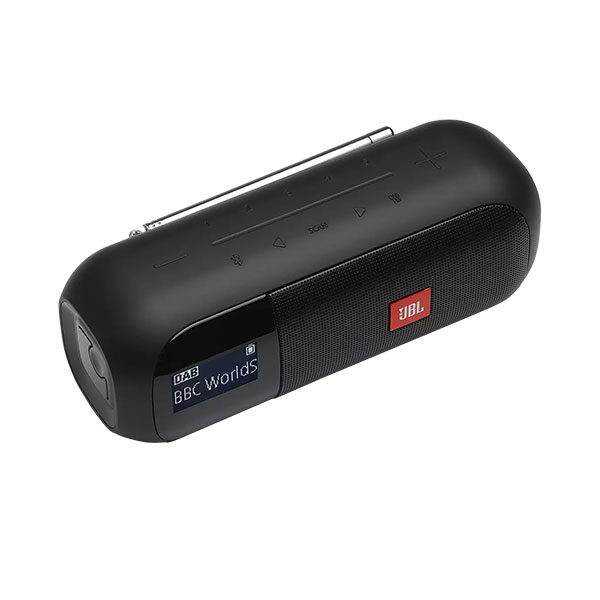 רמקול רדיו JBL Tuner 2 שחור עם מבנה קומפקטי וסאונד צלול