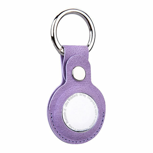 כיסוי ל AirTag מחזיק מפתחות סגול דמוי עור חלק AirTag Key Ring