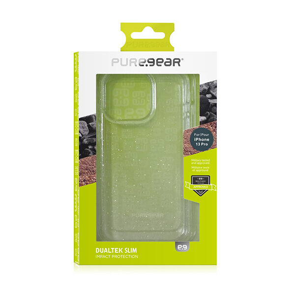 כיסוי לאייפון 13 פרו שקוף נצנצים חזק PureGear DualTek Slim