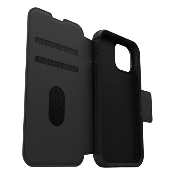 כיסוי ארנק לאייפון 13 Otterbox Strada עור שחור הכיסוי החזק בעולם