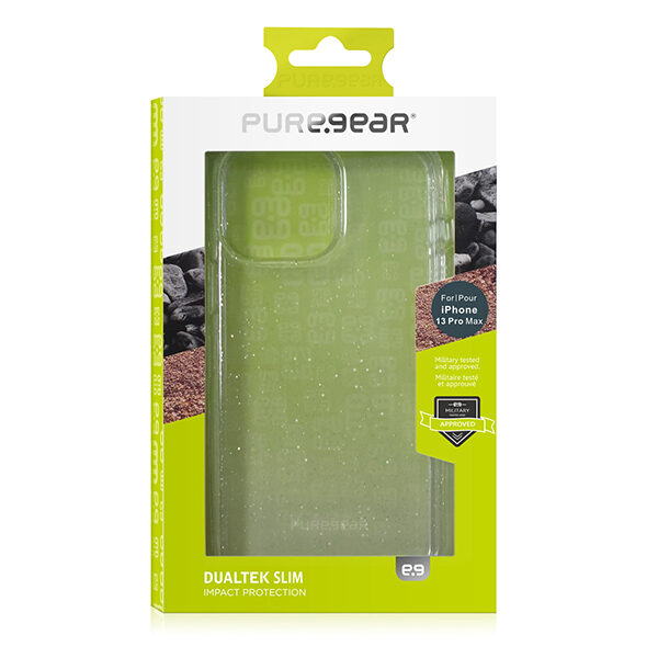 כיסוי לאייפון 13 פרו מקס שקוף נצנצים חזק PureGear DualTek Slim