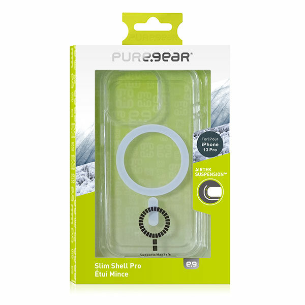 כיסוי לאייפון 13 פרו שקוף עמיד תומך MagSafe מובנה PureGear Slim Shell