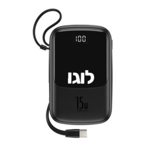 סוללה ניידת ממותגת 10000 מיליאמפר/שעה עם כבל USB-C מובנה Baseus