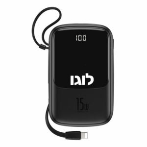 מטען נייד ממותג לאייפון 10000mAh עם כבל מובנה Baseus Qpow