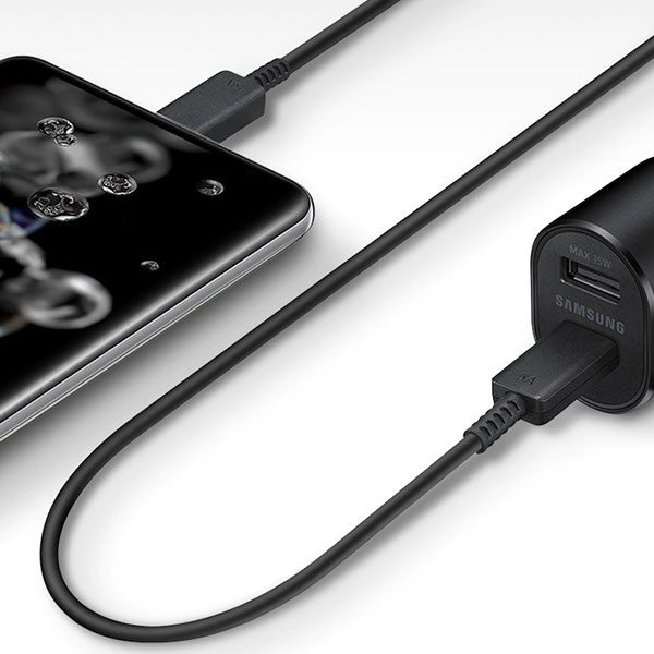 מטען לרכב סמסונג מקורי עם כבל USB-C בהספק 45 וואט 2 יציאות Samsung