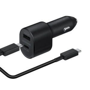 מטען לרכב סמסונג מקורי עם כבל USB-C בהספק 45 וואט 2 יציאות Samsung