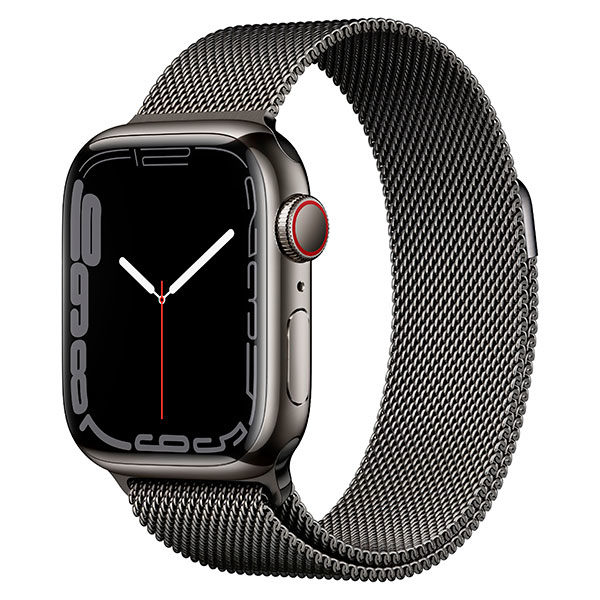 שעון חכם Apple Watch Series 7 41mm שחור פלדת אל-חלד תומך GPS ו-Cellular עם רצועת Milanese Loop