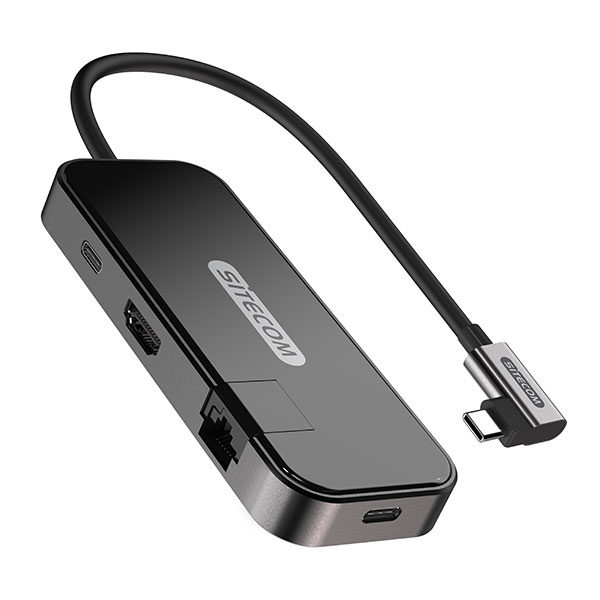 מפצל 6 ב-1 למחשב מ-USB-C ל-USB-C, USB, HDMI 4K שחור Sitecom