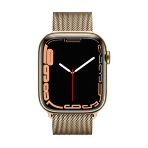 שעון חכם Apple Watch Series 7 45mm זהב פלדת אל-חלד תומך GPS ו-Cellular עם רצועת Milanese Loop