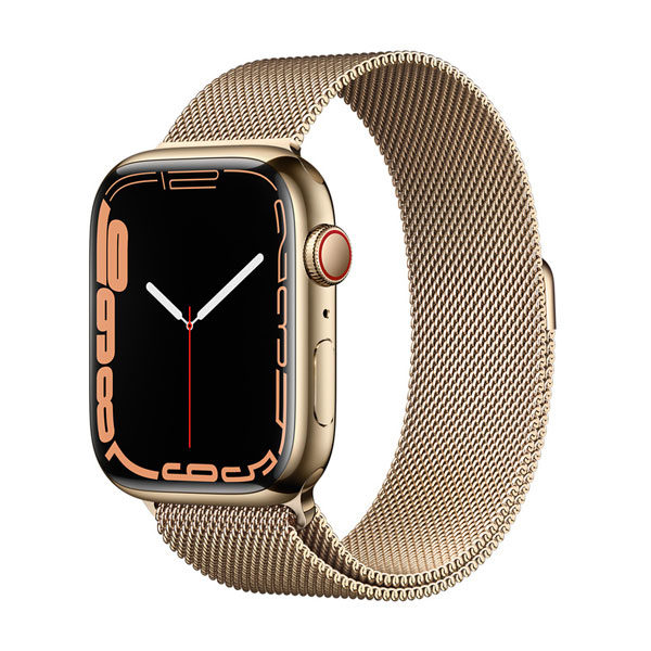 שעון חכם Apple Watch Series 7 45mm זהב פלדת אל-חלד תומך GPS ו-Cellular עם רצועת Milanese Loop