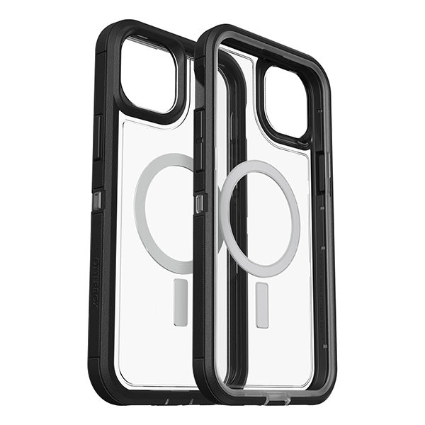 כיסוי חזק לאייפון 14 פלוס שקוף שחור OtterBox Defender XT תומך MagSafe