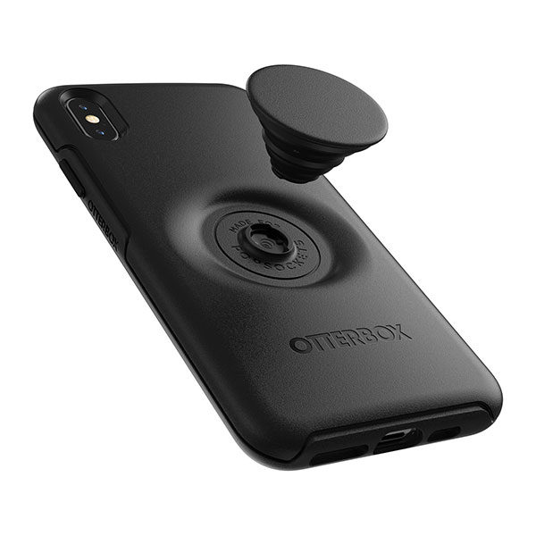 כיסוי לאייפון XS Max שחור עם תופסן Otterbox Symmetry PopSocket