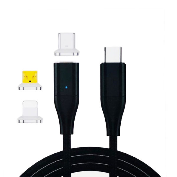 כבל 3 ב-1 ראש מתחלף USB-C, MicroUSB, Lightning שחור Choetech