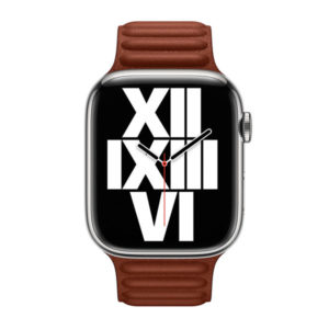 רצועת עור לשעון אפל 45 מ”מ מקורית חום אדמדם Apple Watch Leather Link M/L