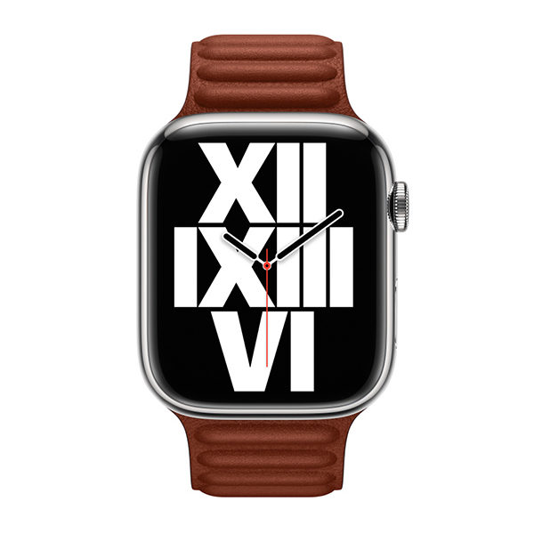 רצועת עור לשעון אפל 45 מ”מ מקורית חום אדמדם Apple Watch Leather Link S/M