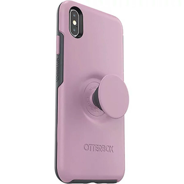 כיסוי לאייפון Xs Max ורוד עם תופסן Otterbox Symmetry Popsocket דגג