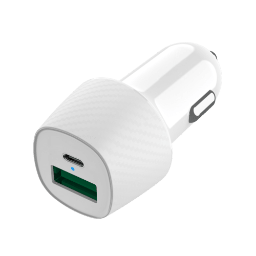 מטען רכב כפול USB A Type C עוצמתי ומהיר 38w לבן שנה אחריות Essentials