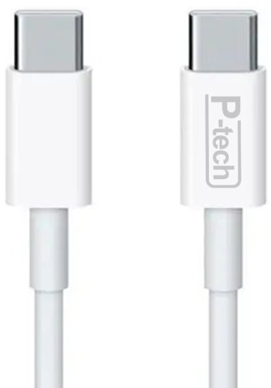 כבל סנכרון וטעינה 65W באורך 1 מטר עם חיבור USB Type-C ל-USB Type-C מבית Power-Tech לבן