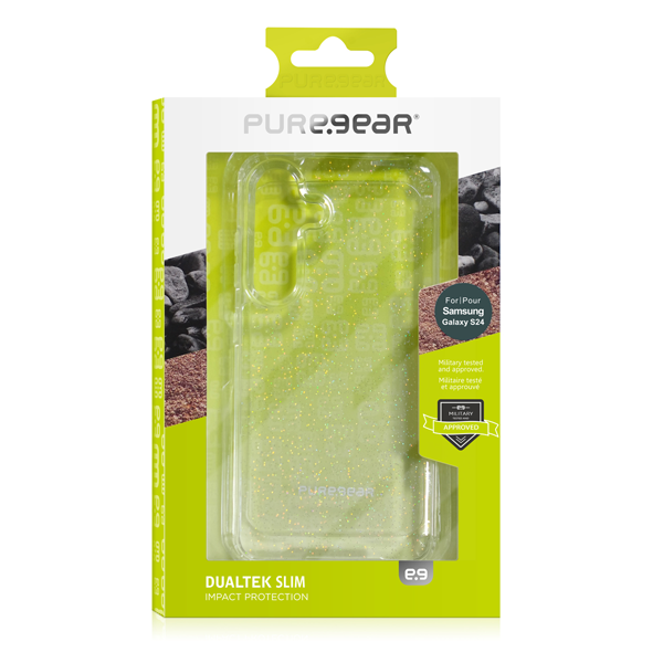 כיסוי לגלקסי S24 נצנצים שקוף DualTek Slim חזק ועמיד PureGear